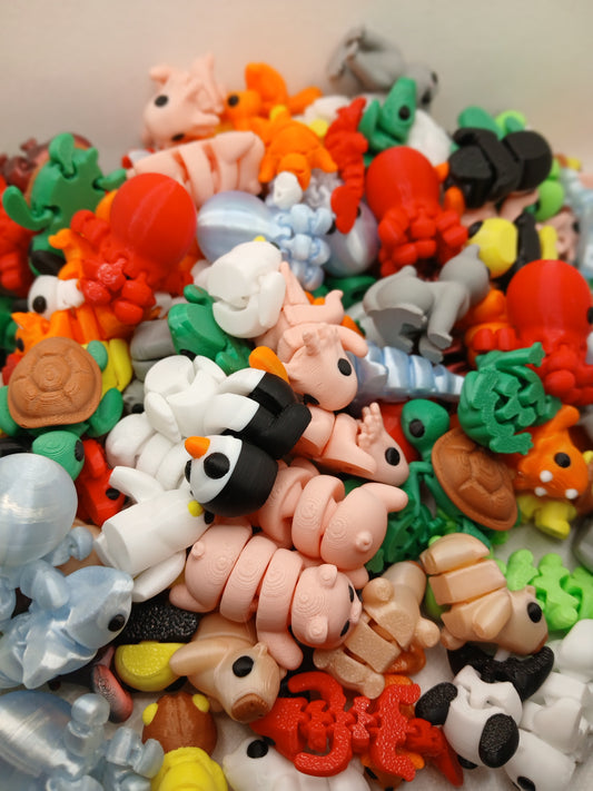 10 Mini variety pack 3d printed animals cute