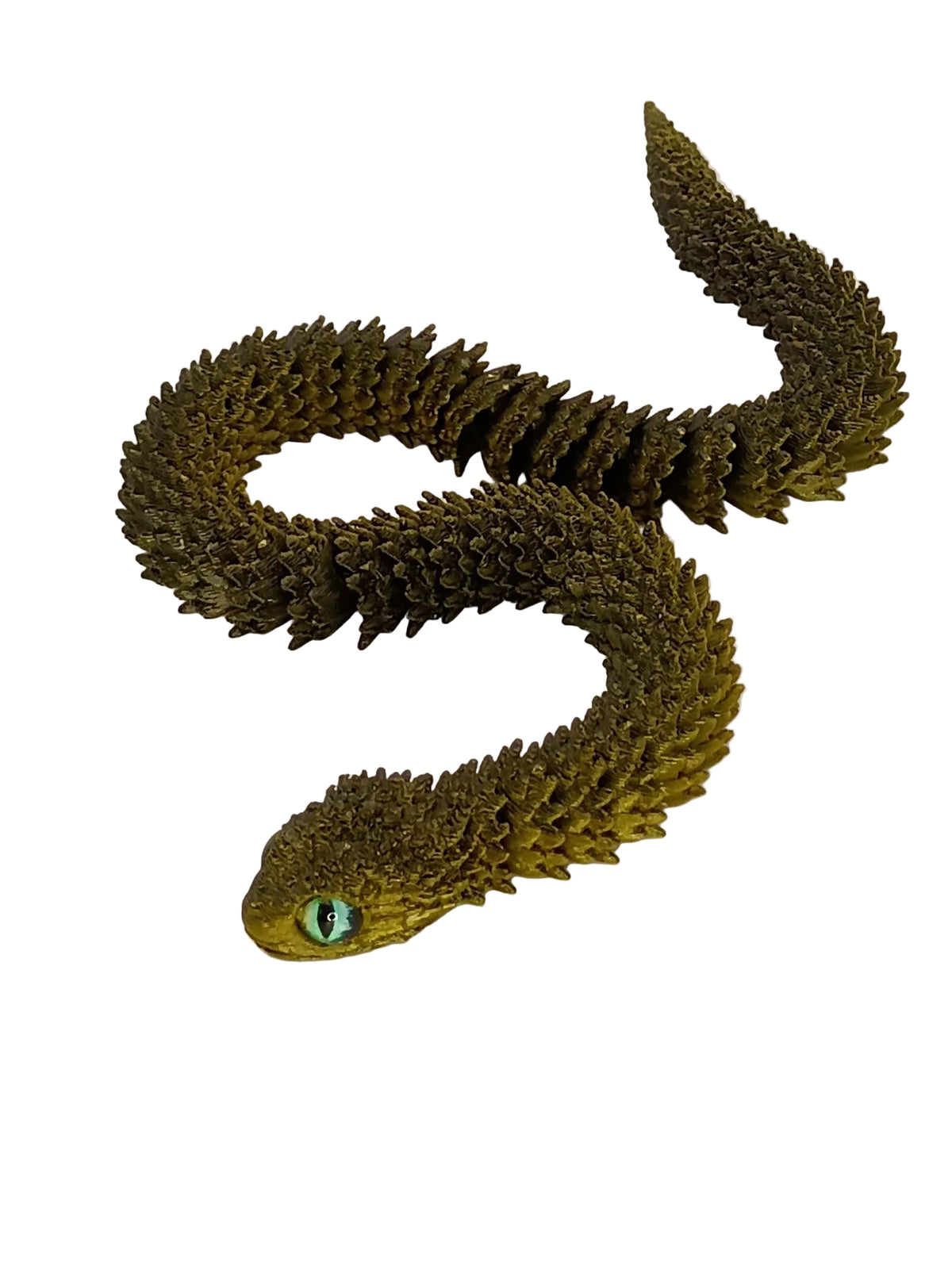 11.5" Articulated Snake with Glass eyes 3d printed. (Eye color may vary)